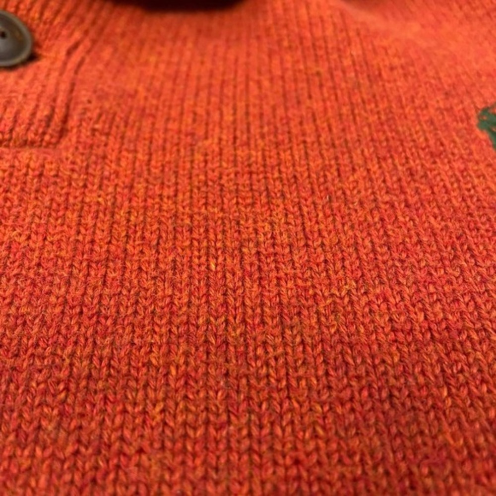 Polo Ralph Lauren Mens XL Orange Cotton Mock Neck Button Sweater Heather Knit - Picture 4 of 7